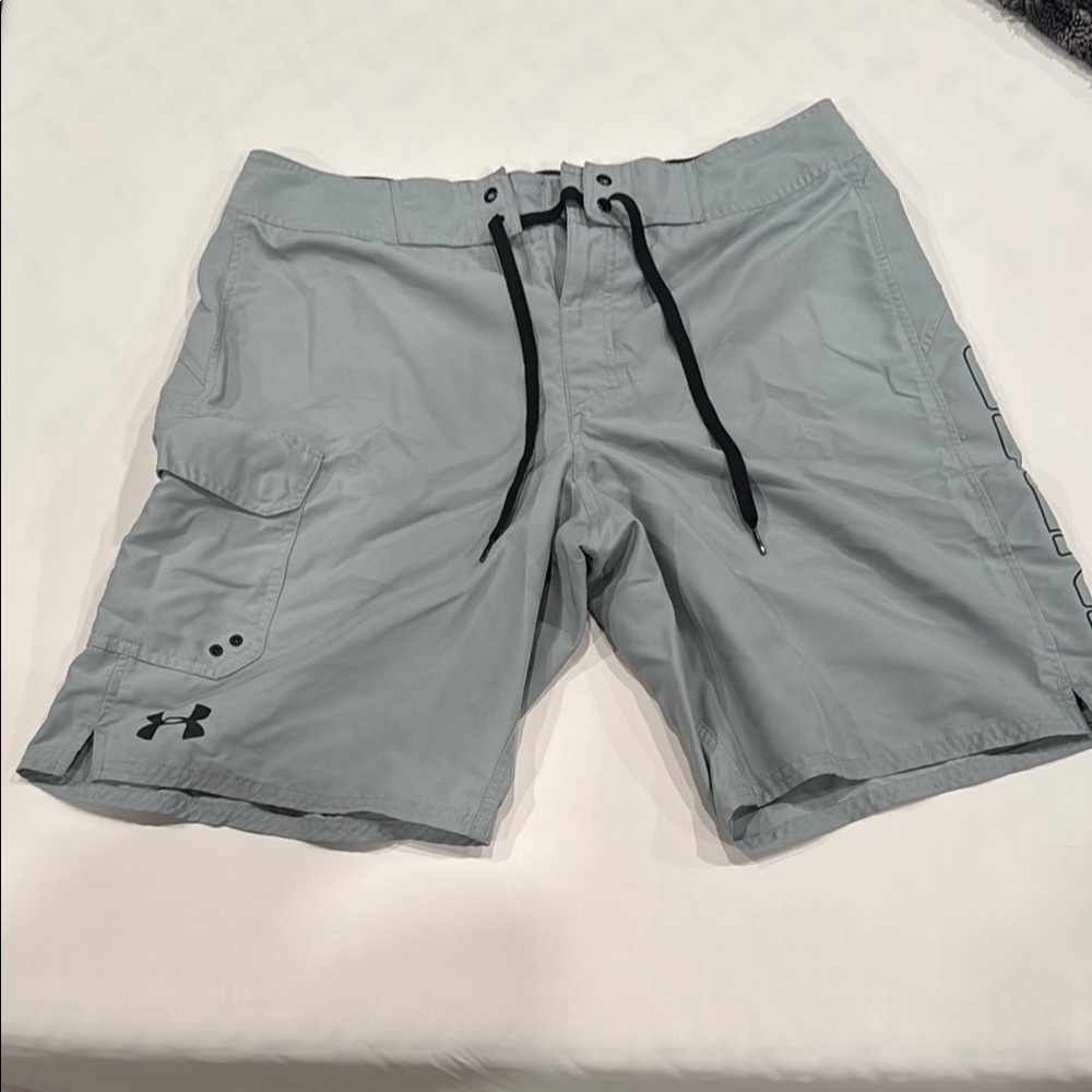 Under Armour Light Gray Cargo Swim Shorts